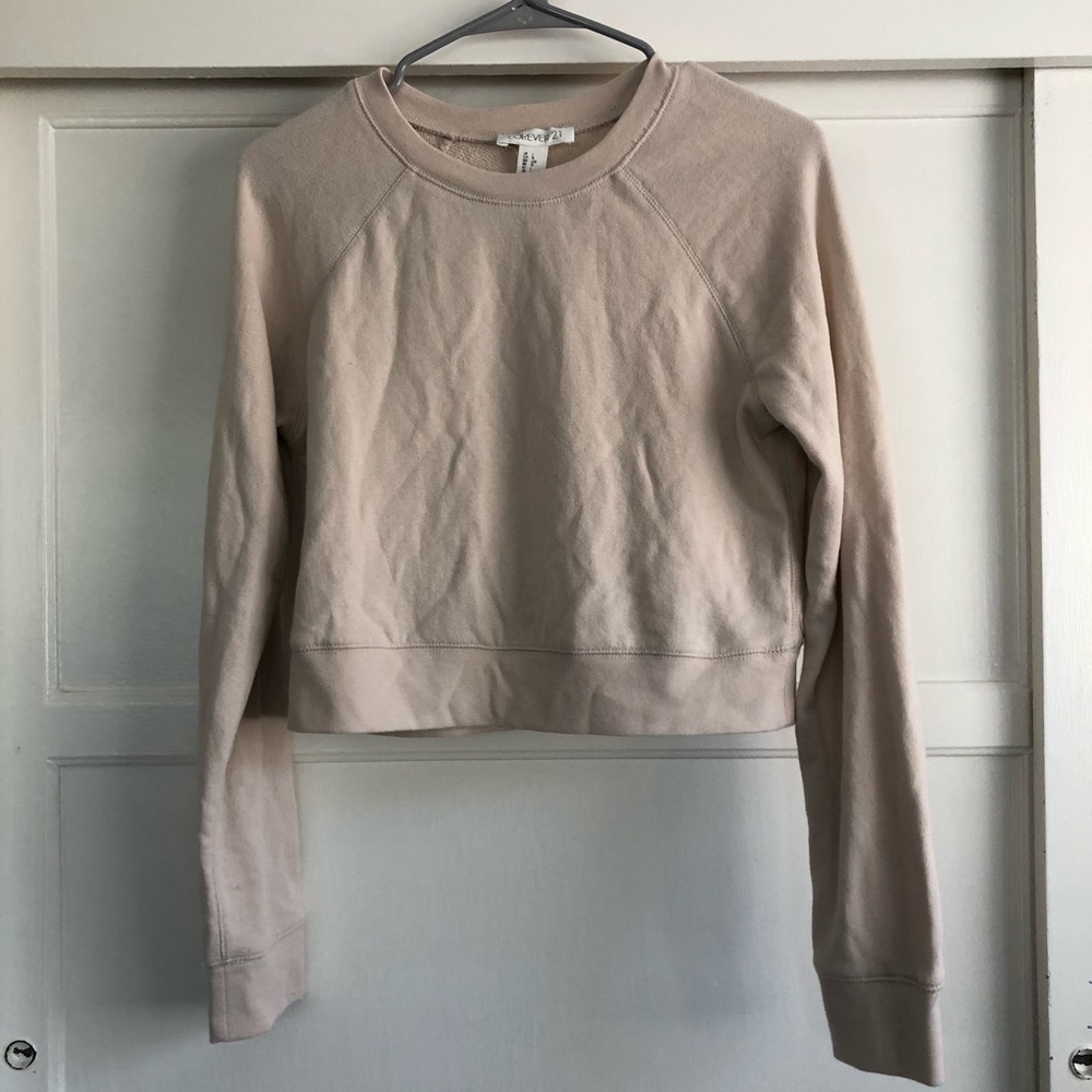 Beige Cropped Crewneck